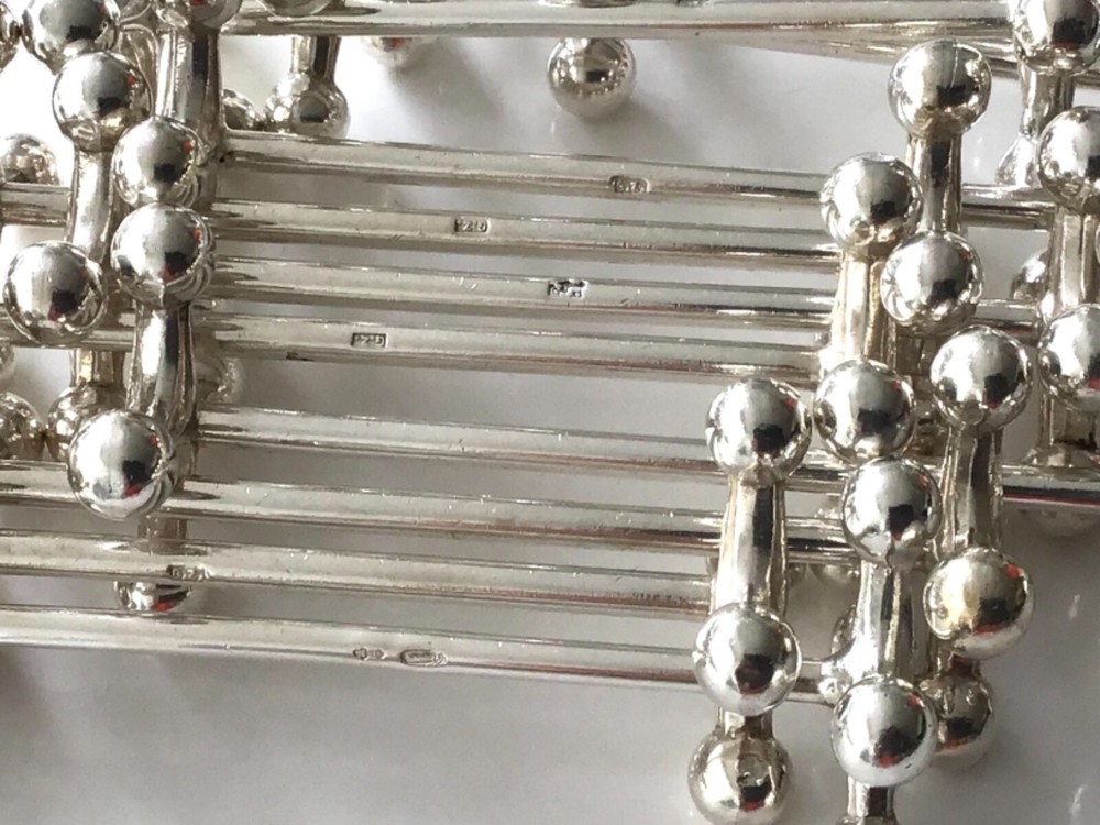 Antique Rare Dutch silver knife rest 12/PS “ Boules” Pattern