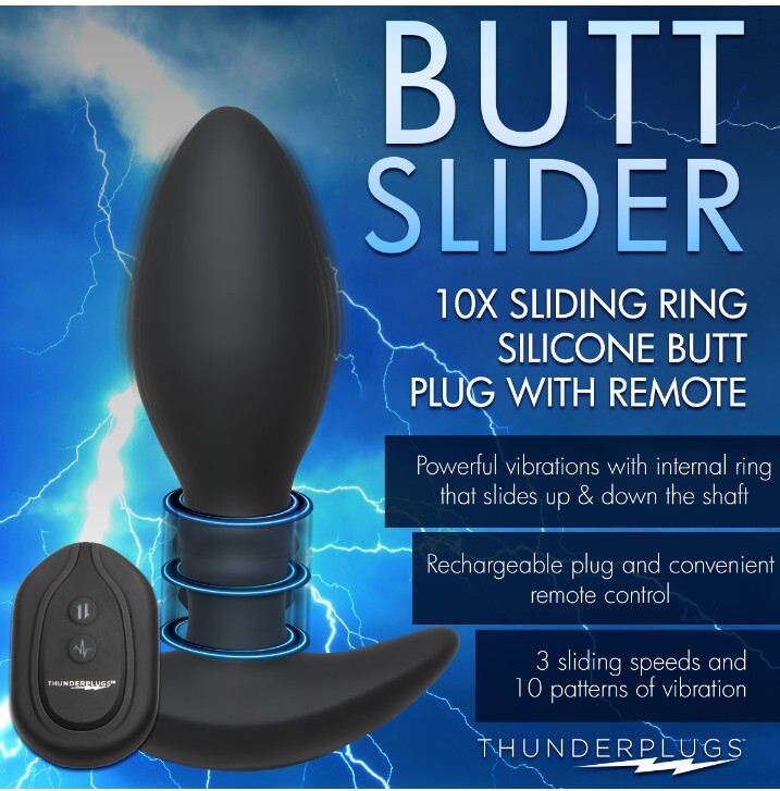 Rim Slide 10x Sliding Ring Silicone Butt Plug With Remote
