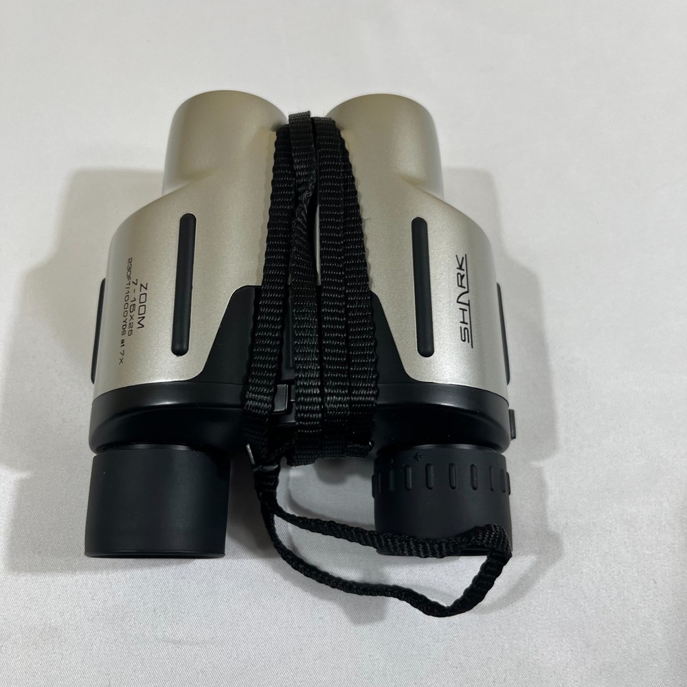 Shark 7-15x25 Compact Zoom Binoculars Silver & Black with Case Gorpcore High Tec