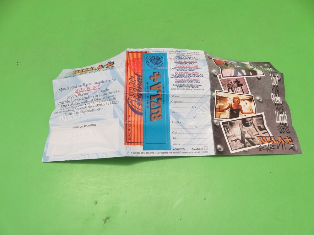 RIZLA EVENTS brochure collection points - September 2000