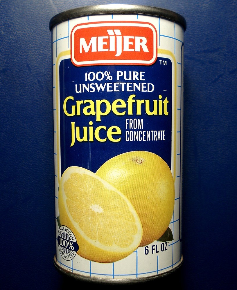 BOTTOM OPENED 6 OZ MEIJER GRAPEFRUIT JUICE CAN