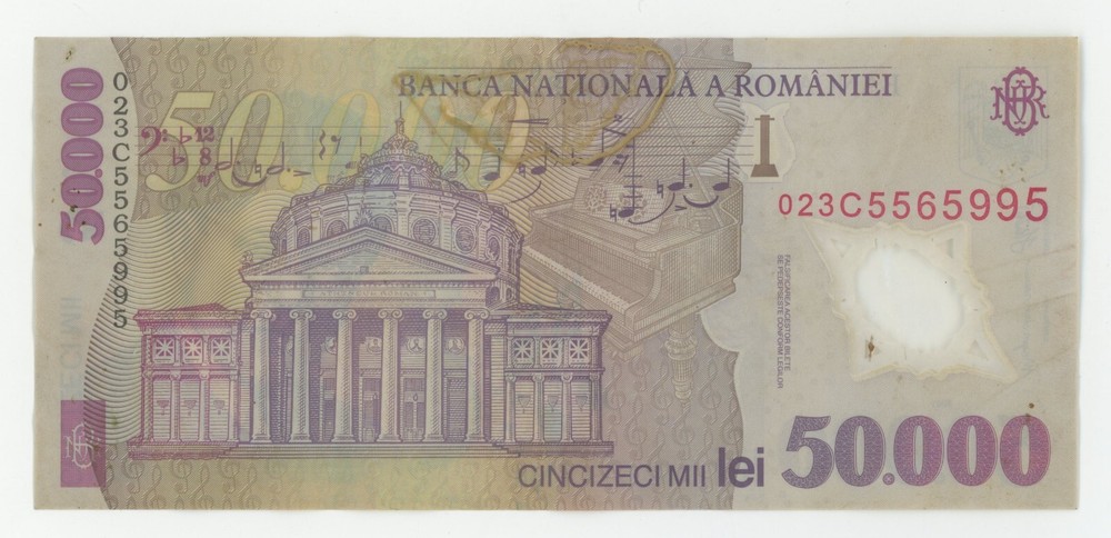 🔴ROMANIA 50000 Lei 2001 VF POLYMER BANKNOTE 🔴