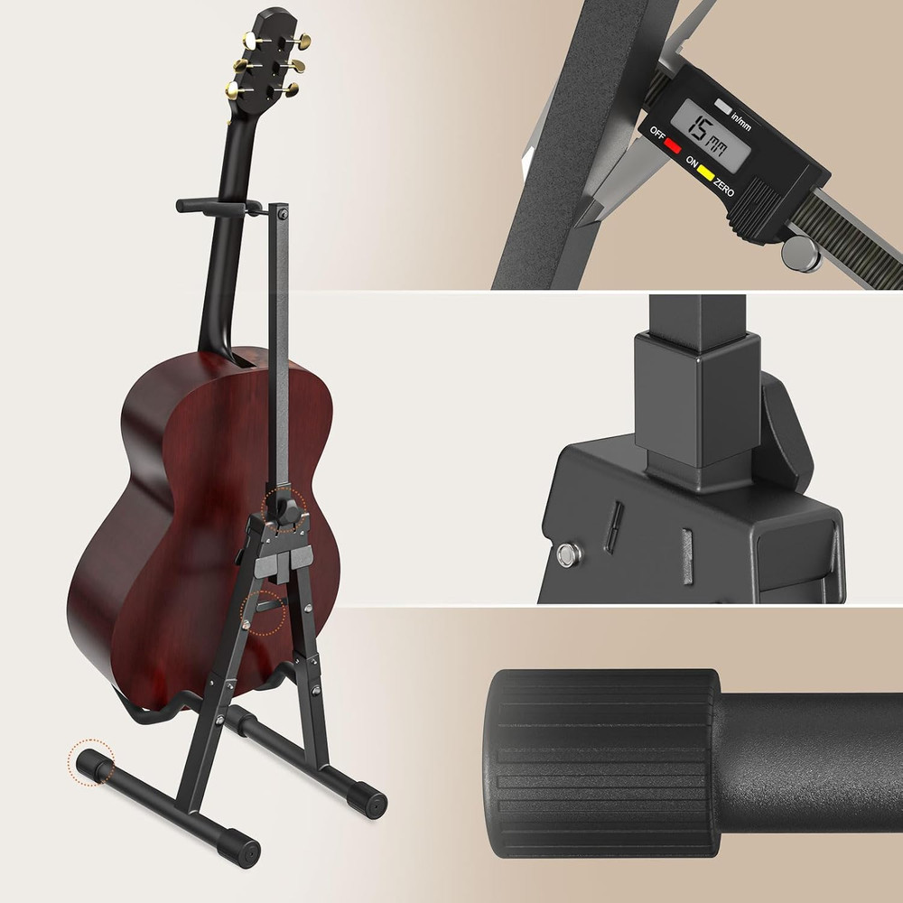 Adjustable Folding Guitar Stand, A-Shape with Neck Holder, Fully Assembled - for