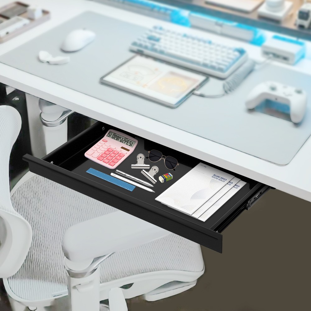 Under Desk Sliding Pull-Out Drawer Organizer for Efficient Workspace Storage