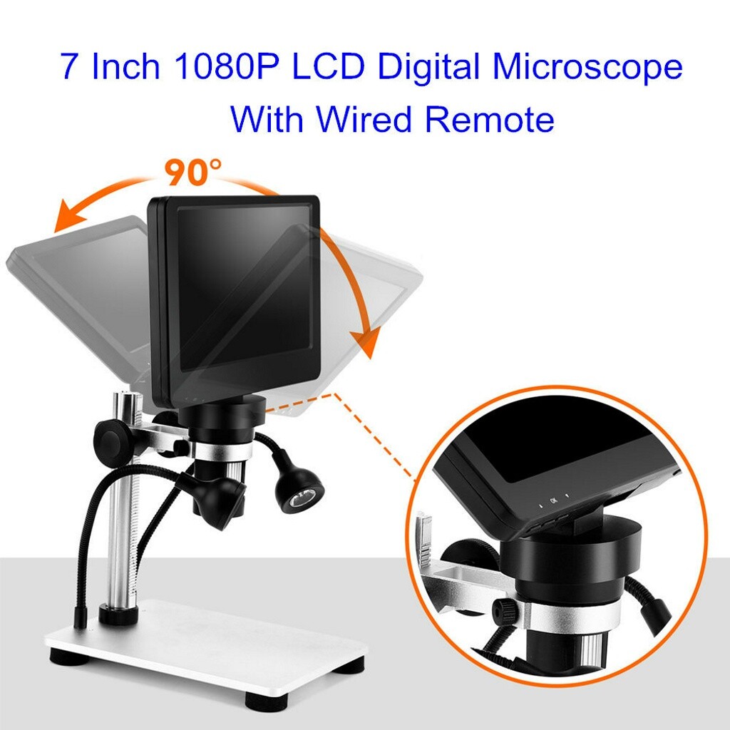 TOMLOV 7" Lcd Digital Microscope 1200x Coin Magnifier 1080p Video Camera 12MP