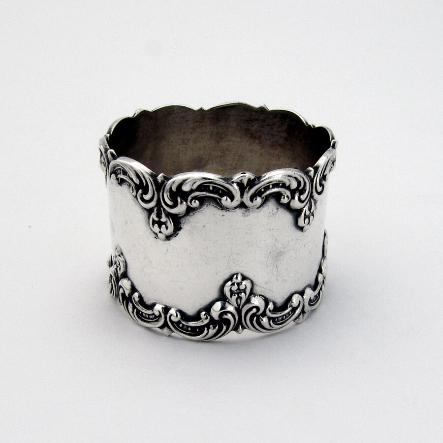 Art Nouveau Scroll Border Napkin Ring Gorham Sterling Silver