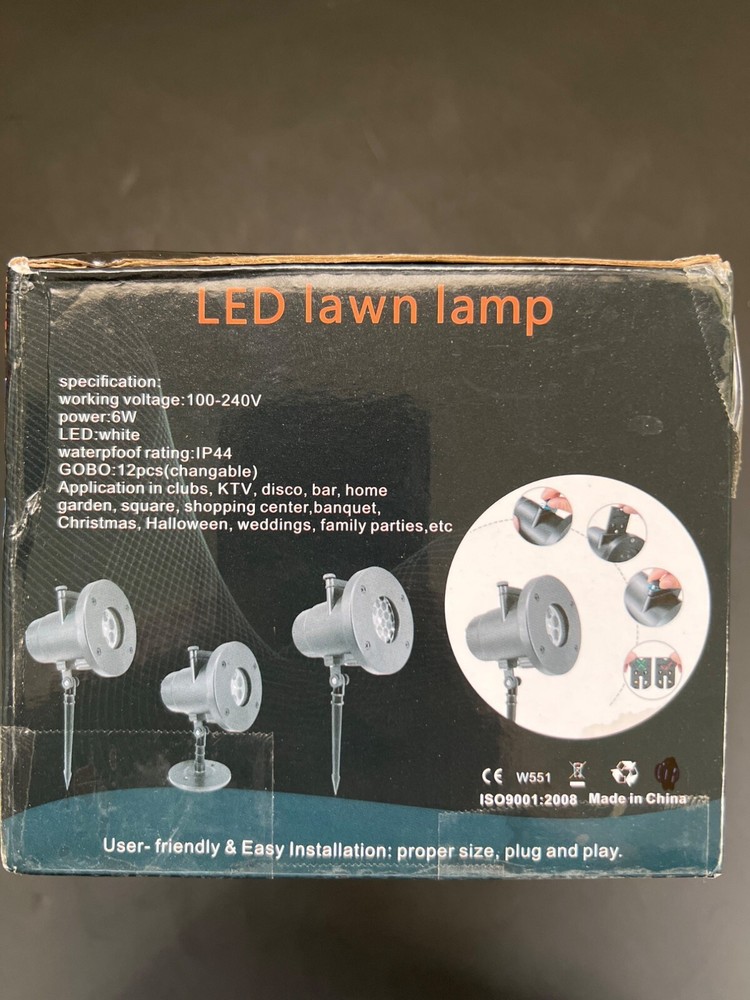 Outdoor LED Lawn Lamp With Interchangeable Light Patterns Waterproof & Energy E