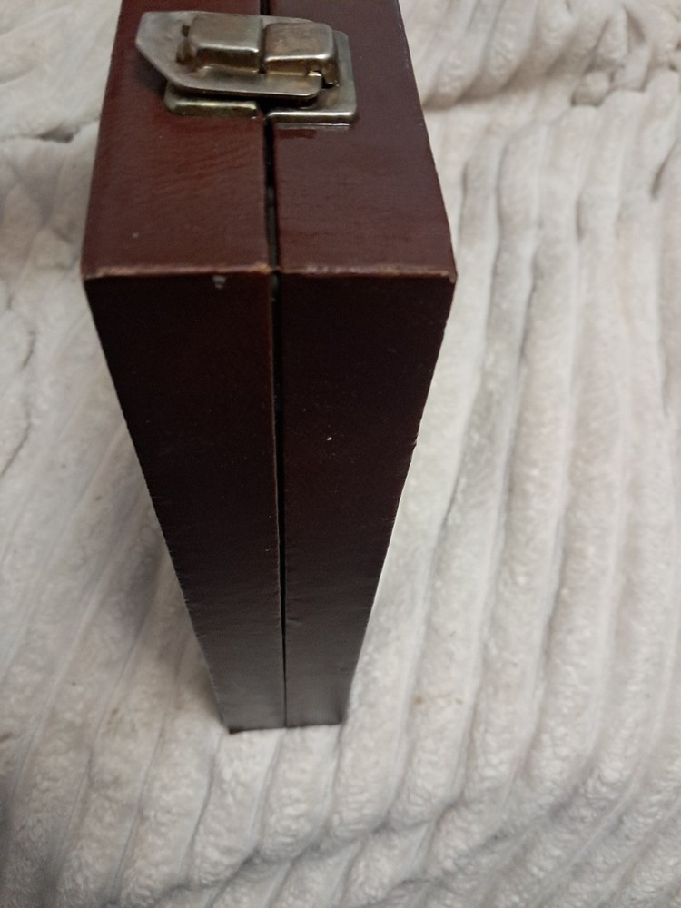 Bakelite Backgammom Gaming Set Complete Leather Bound Stitched