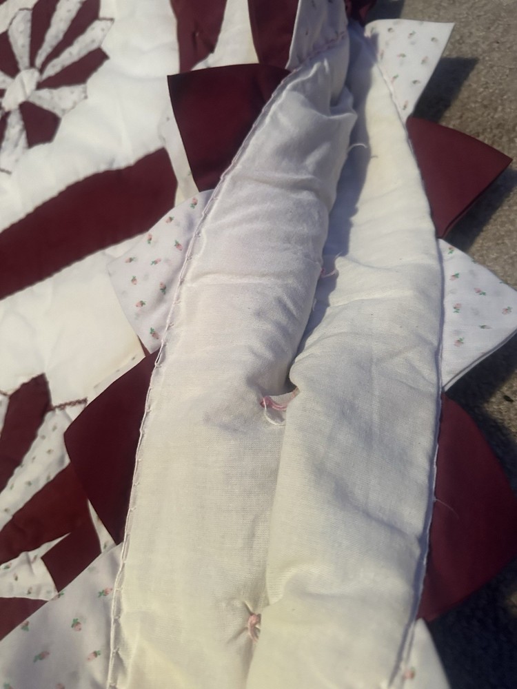 Vintage Quilt-pinwheel Pattern-red-handmade 94”x 74”-unique Pattern Edging