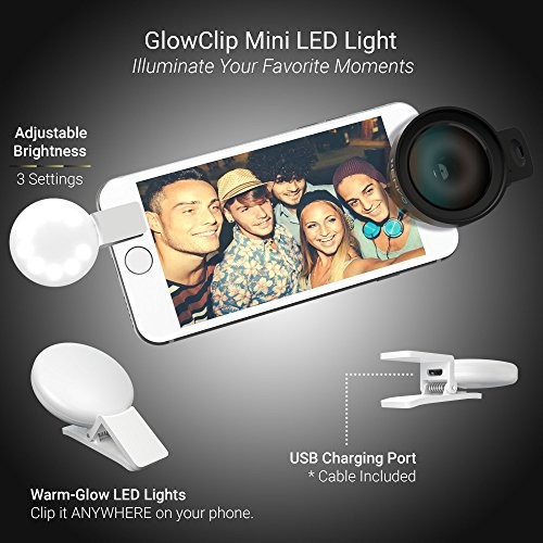 Pro Lens Kit for iPhone and Android, Macro and Wide Angle Lens with LED Light