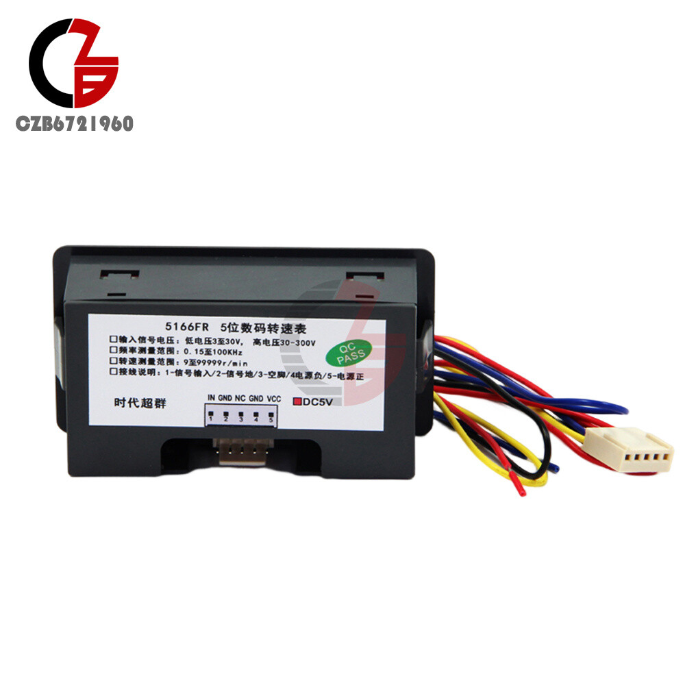 Frequency Meter 5-Digit Red Display Tachometer Switch Speed Counter DC5V/12V/24V