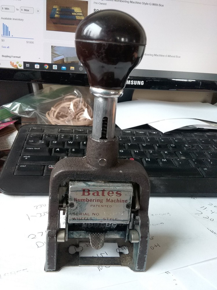 vintage bates numbering machine 6 Wheels Style E