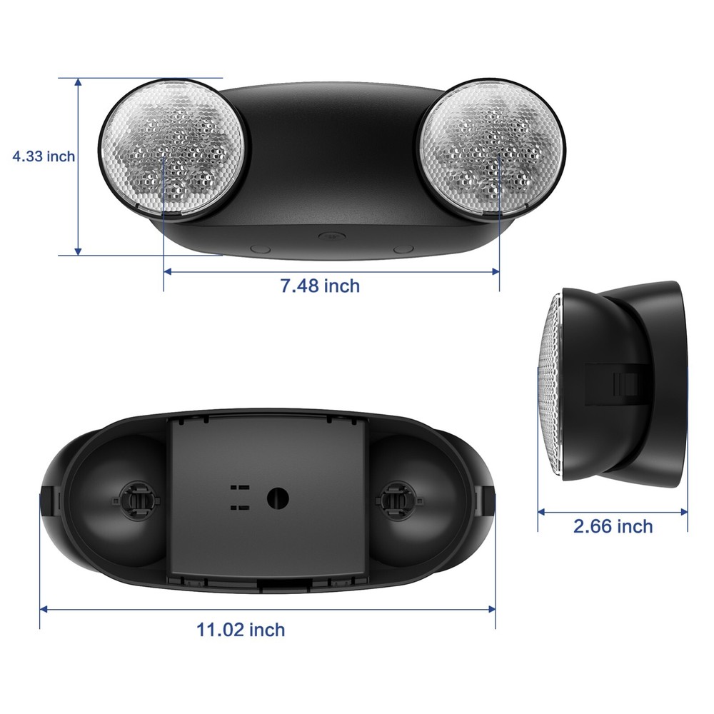 UL Listed 4 Packs Black Emergency Exit Lighting with Battery Backup For Business