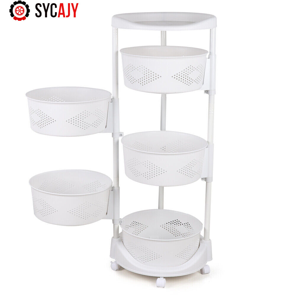 Kitchen Storage Cart Rotating Basket Vegetable Rack Multi-Layer Storage Shelves