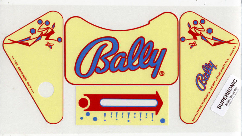 Supersonic Pinball Machine APRON DECAL SET