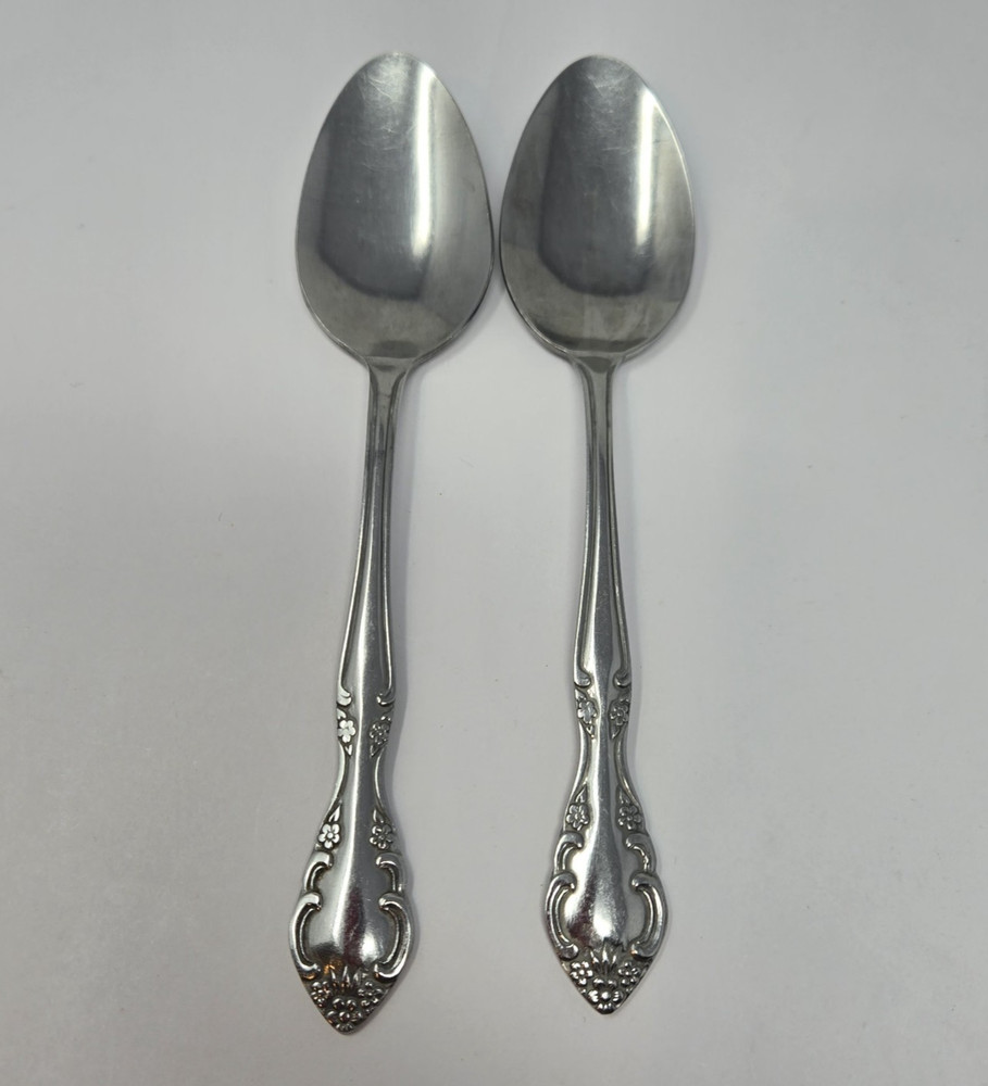 Gibson CLASSIQUE Flatware Teaspoons Oval Dinner & Sugar Spoon -Scroll Floral