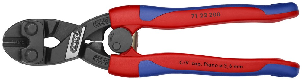 Knipex 71 22 200 SBA, 8" CoBolt® High Leverage 20° Angled Compact Bolt Cutters
