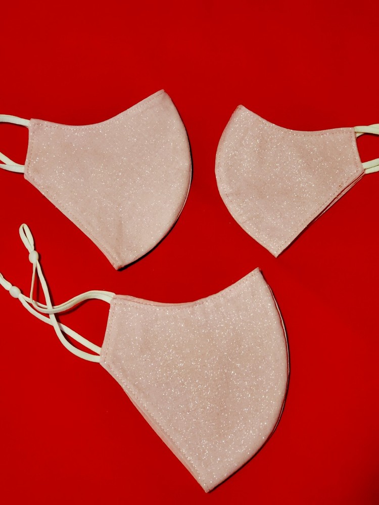 Youth Pink Glitter Adjustable Face Mask