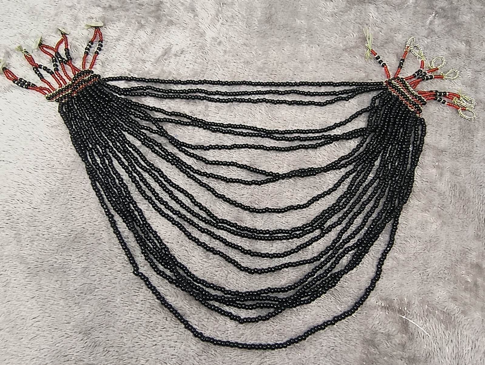 Modern Vintage Philippine Filipino Mindanao T'Boli Beaded Bib Necklace