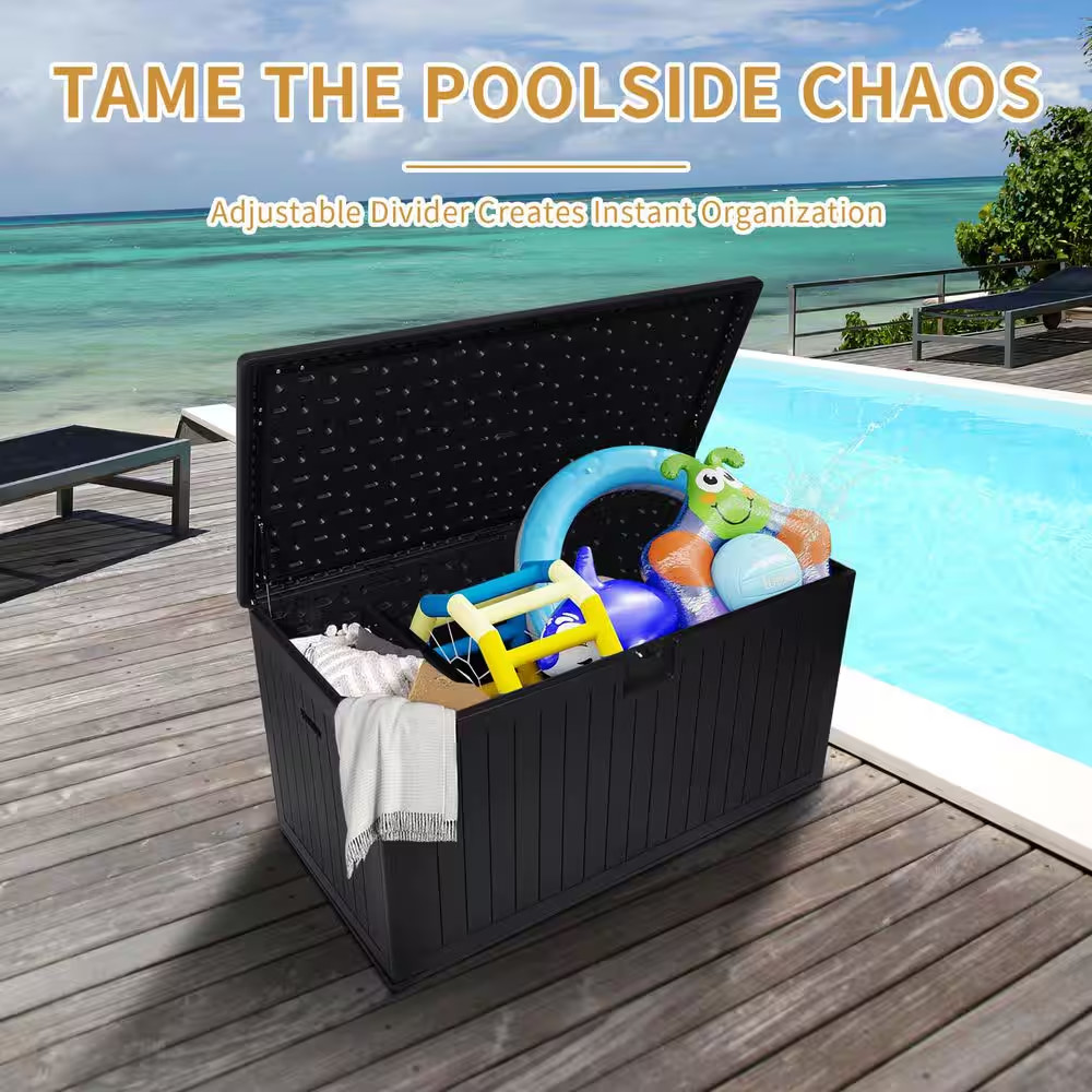 230 Gallons Deck Box with Extra Large Storage Capacity, Lockable Storage Contain