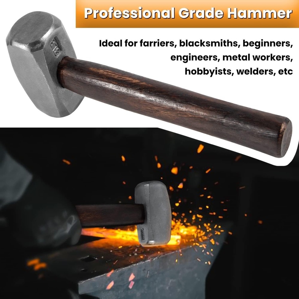 3LB Blacksmith Hammer Bladesmith Forge Handmade Knife Making Farrier Tool