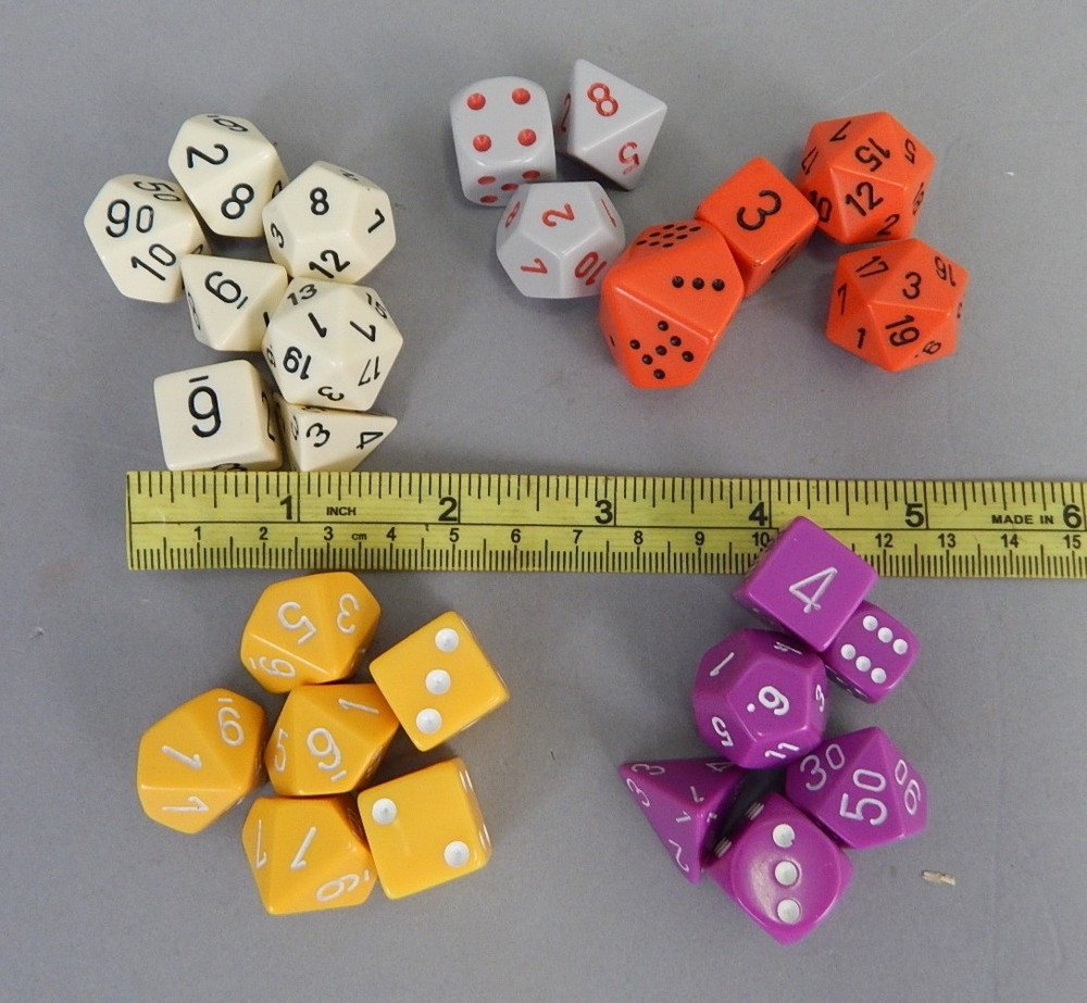 Mixed Lot Partial Sets Old Chessex opaque poly dice pips OOP