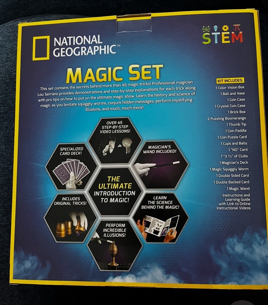 NEW Stem-National Geographic MAGIC SET- 45 Magic tricks & Online Tutorial Video!