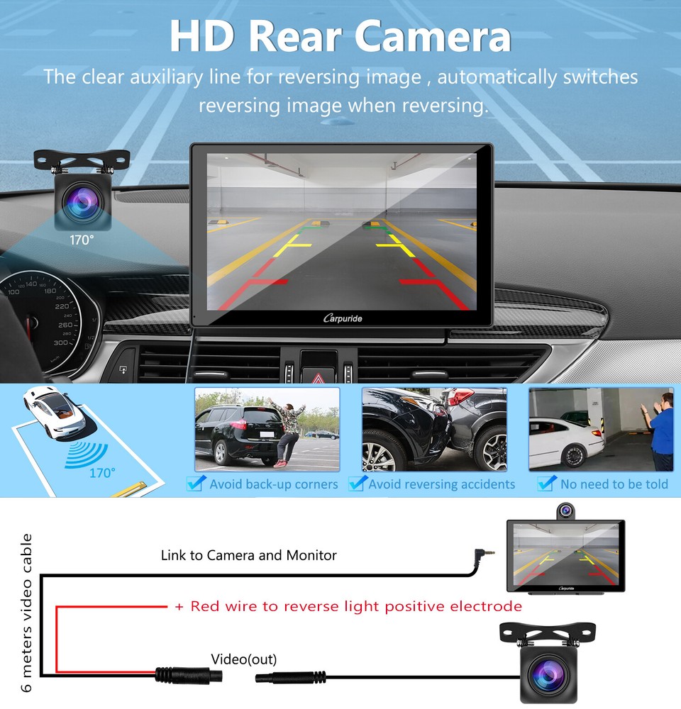 Carpuride 9" Car Bluetooth Wireless Apple CarPlay Android Auto TouchScreen Radio