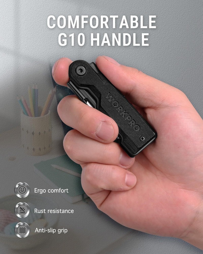 WORKPRO Folding Utility Knife with 10 Extra SK5 Blades, EDC Razor Sharp Knife