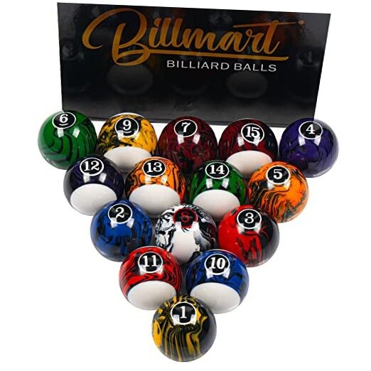 Billiard Balls Set 16 Pool Table Balls Black Marble Premium