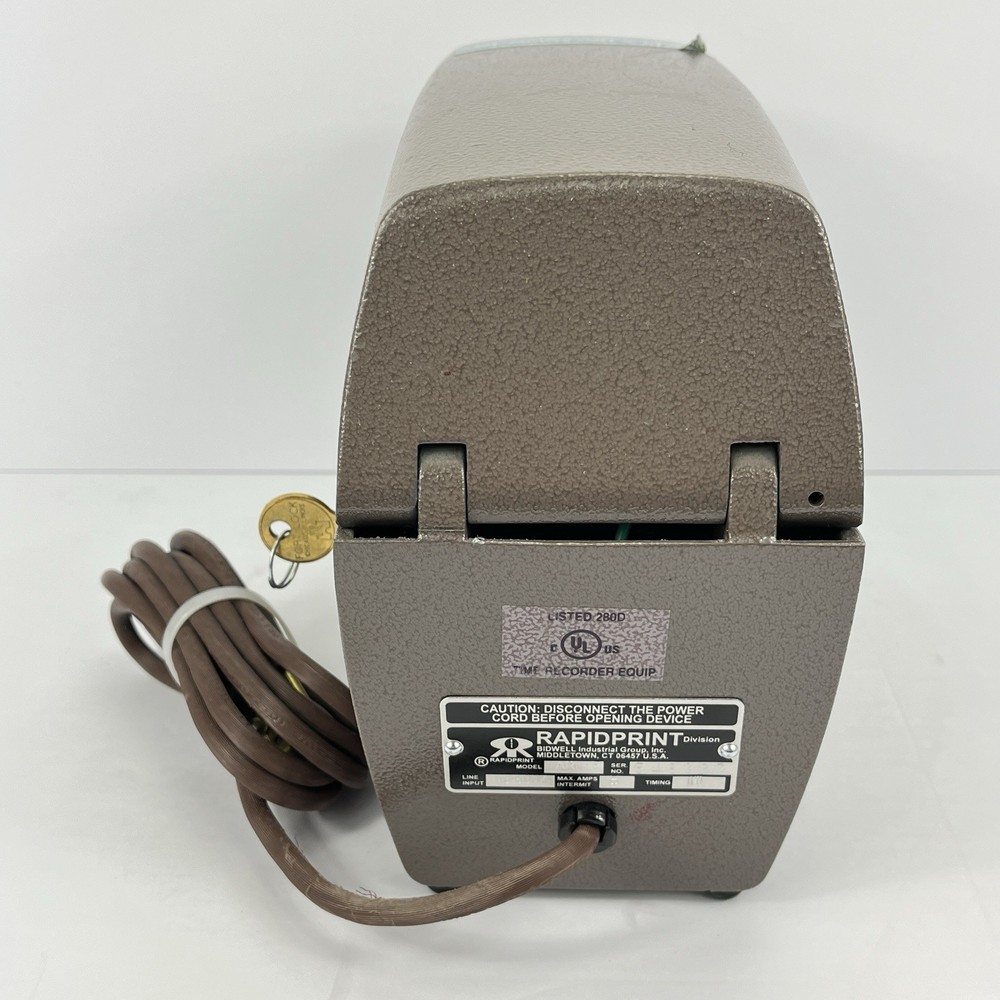 Rapidprint ARL-E Traditional Punch Clock Time Digital Recorder w/Key | Needs Ink