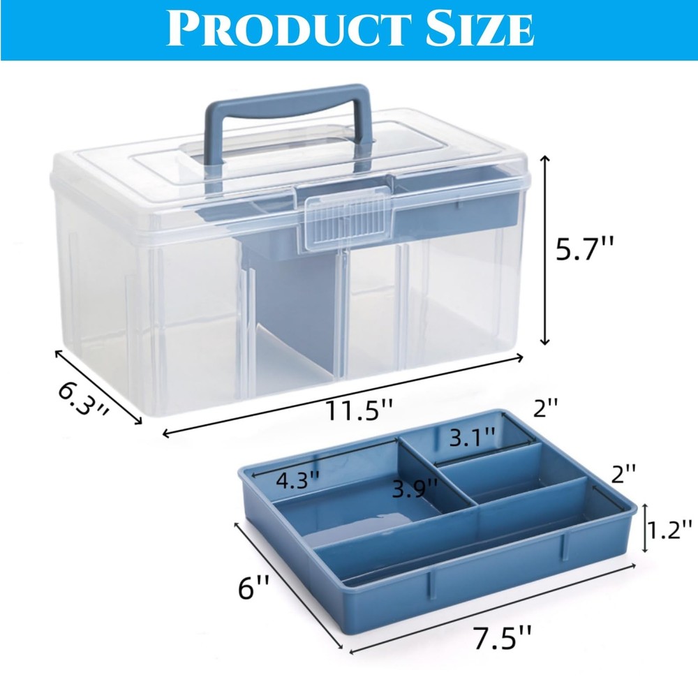 2 Pack Plastic Dividing Storage , 2 Layer Multipurpose Craft Organizer and St...