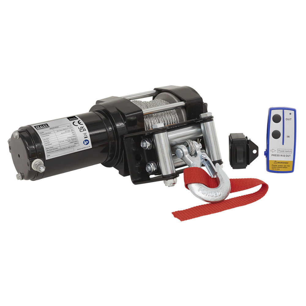 Sealey ATV Winch 1000kg Line Pull Wireless 12V Pull & Turn Clutch ATV1000W