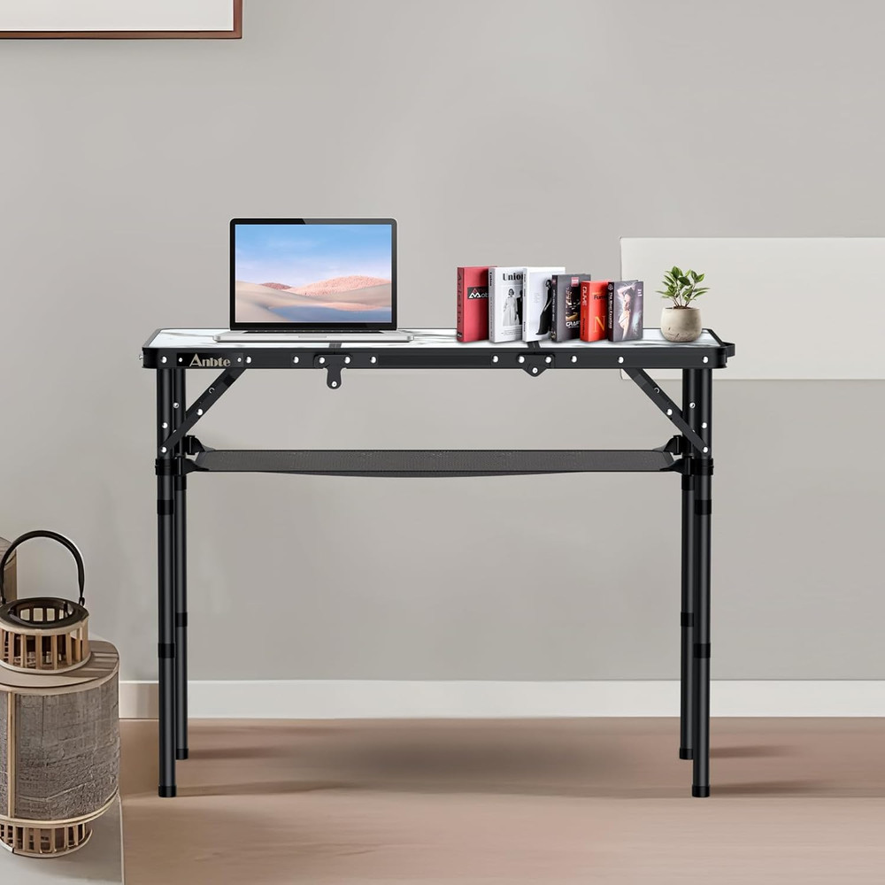 Folding Camping Table Aluminum Portable Picnic Table Adjustable Height