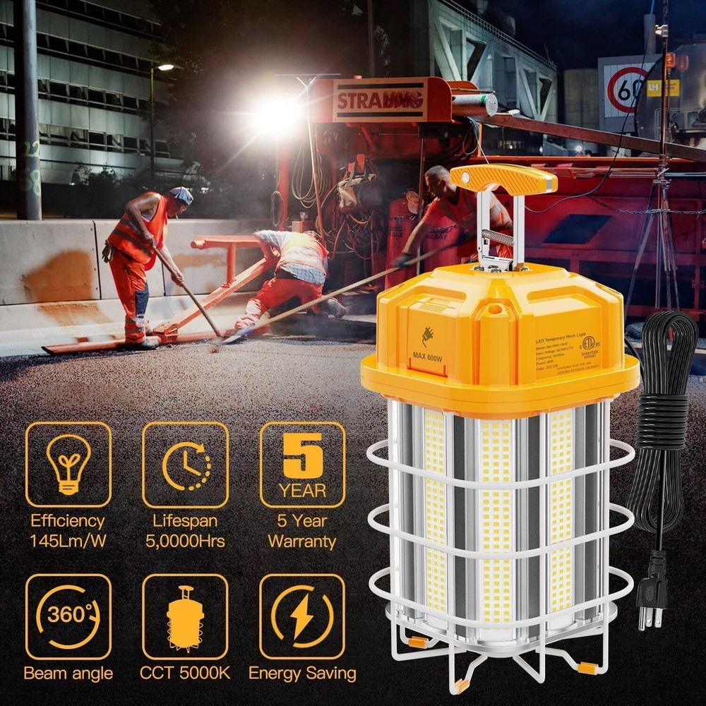 2X 150W LED Construction Light ETL Listed 11,600LM Linkable Temporary Work Light