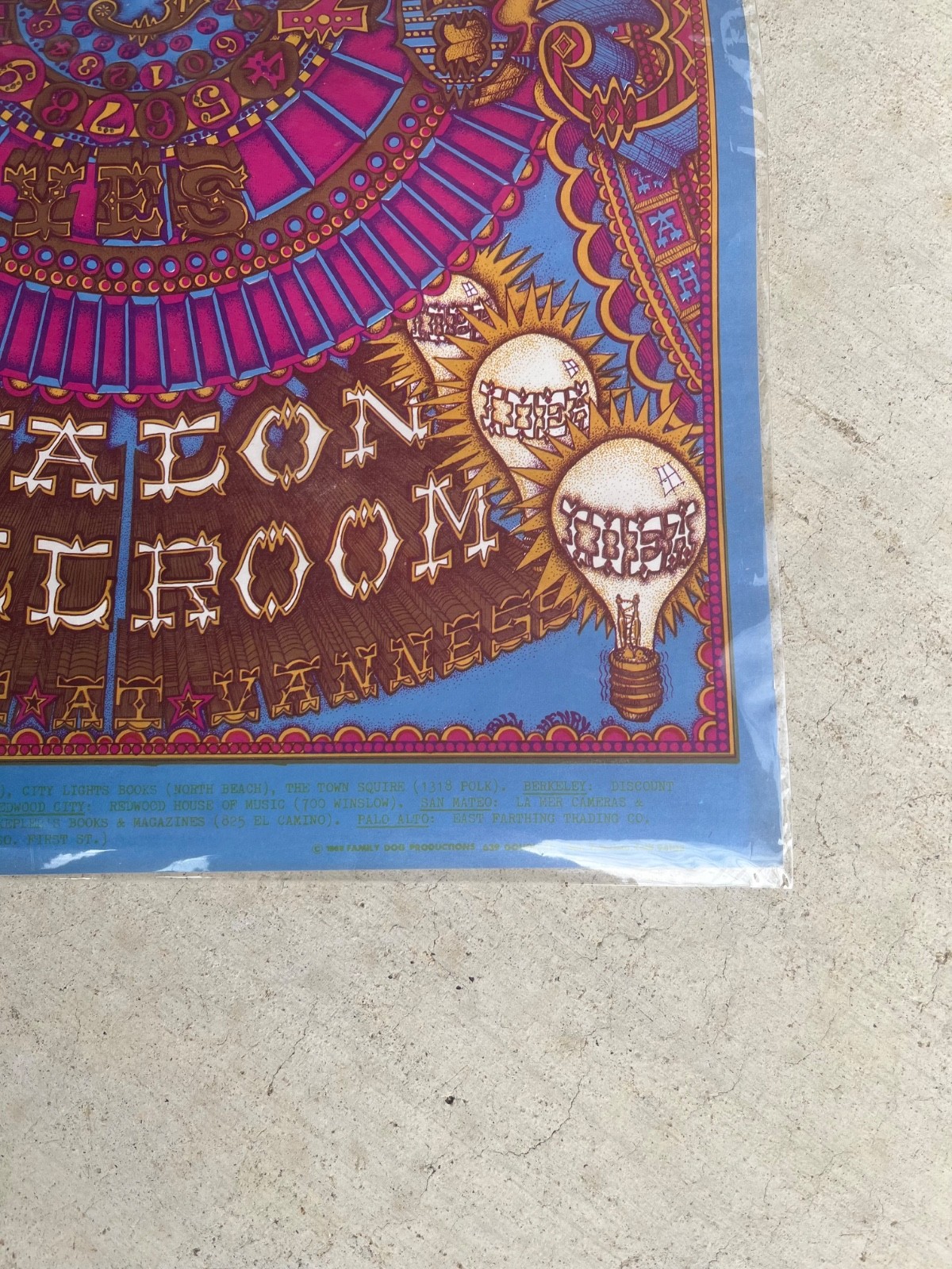 SANTANA 1968 FAMILY DOG CONCERT POSTER FD-119 JUNIOR WELLS NOT FOLDED 1ST PRINT