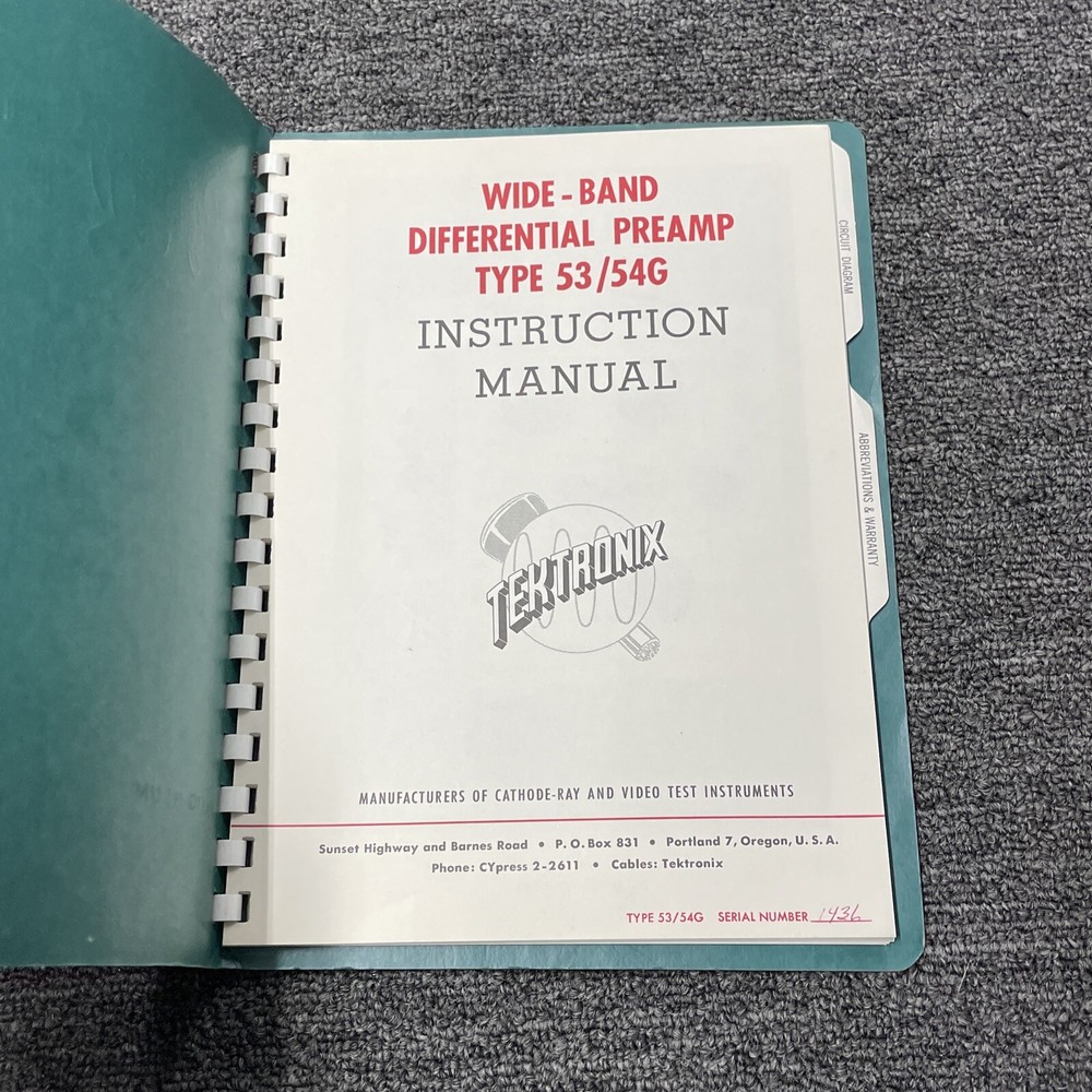 Tektronix Type 53/54G Plug-In Unit Instruction Manual