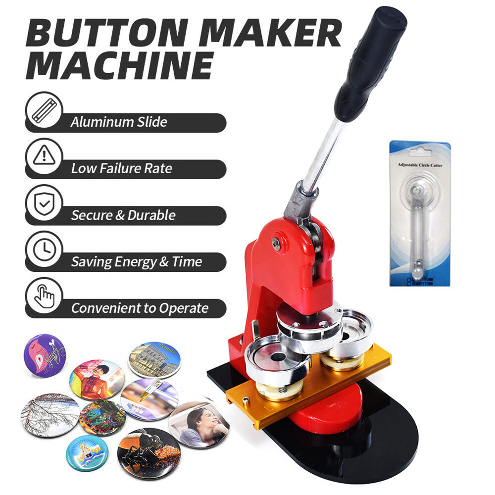58mm 2.3" Button Maker Badge Press 100 Pcs Circle Cutter Manual Making Machine