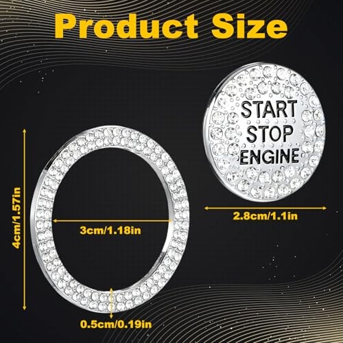 Sparkly Car Engine Start Button Cover, Rhinestone Push Start Button Cover