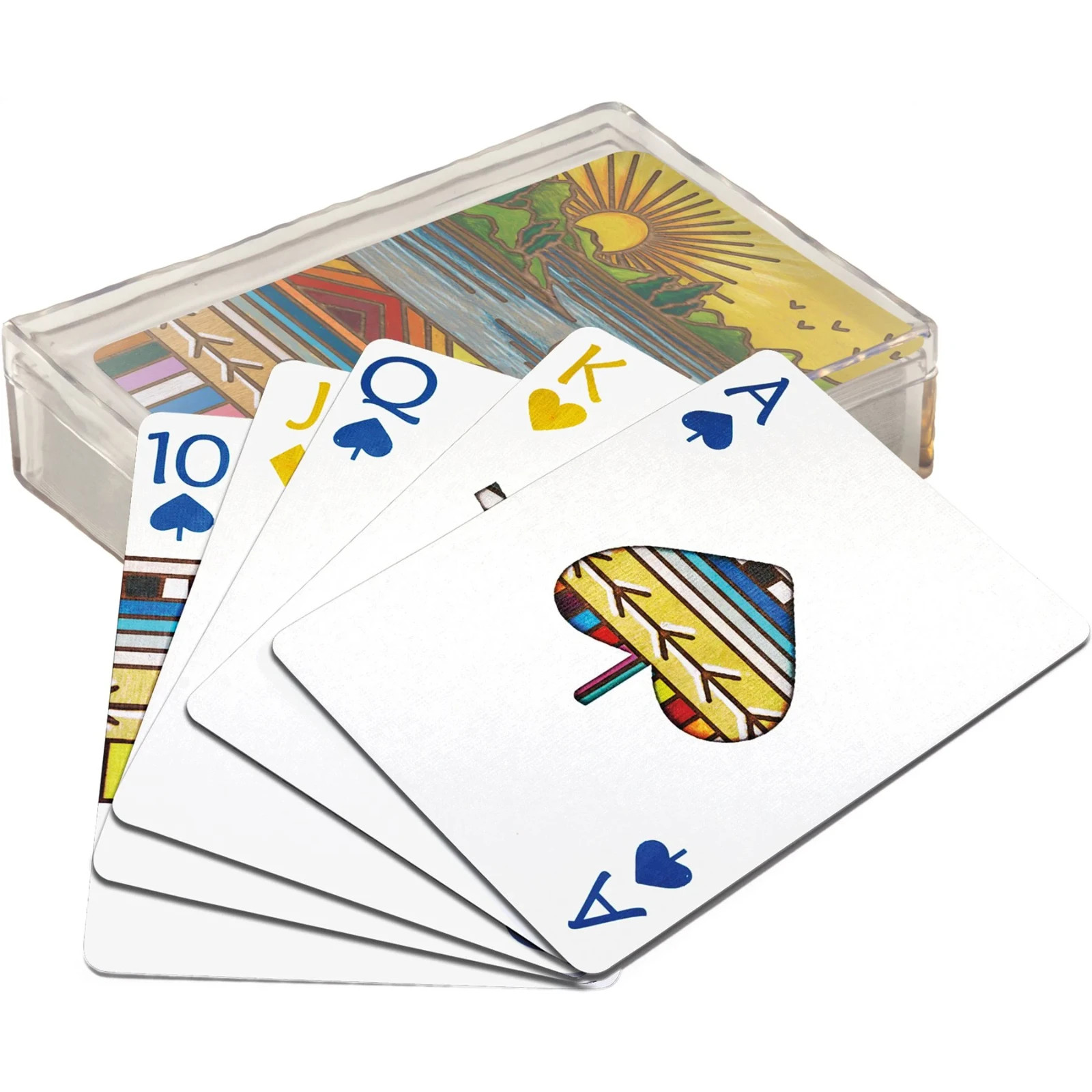 2 New Decks of Playing Cards in case, Lake & Sun theme , Plus BONUS item