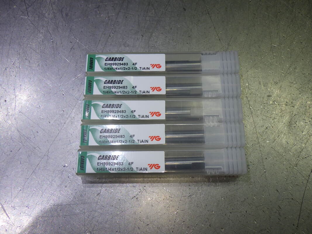 YG1 1/4" 4 Flute carbide SQ Endmill 1/4" Shank QTY5 EH99929483 (LOC1553A)