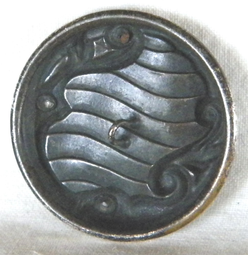 Bb Elegant! Silvered Brass Antique BUTTON Steel Trim Rococo Large