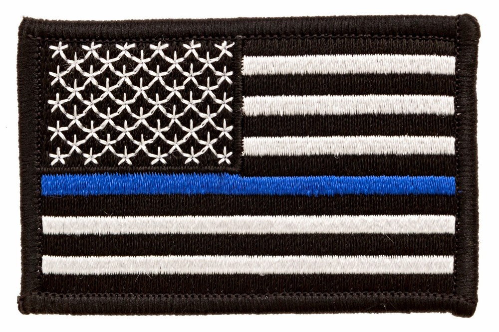 2 Pack Tactical US Flag Thin Blue Line Police Embroidered patch 2" X 3"
