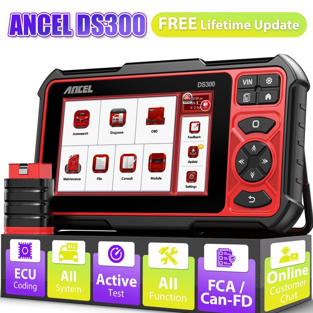 ANCEL DS300 BT OBD2 Scanner Bidirectional Key ECU Coding & Diagnostics Tool