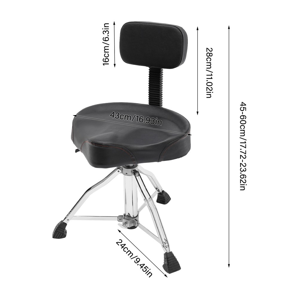 Drum Stool with Backrest, Height Adjustable Drum Stool, Pneumatic Drum Chair