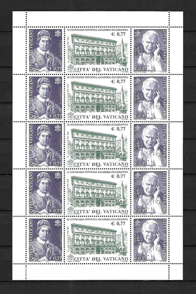 (FS371) Vatican Full sheets 2002 Ecclesiastical AcademyMNH