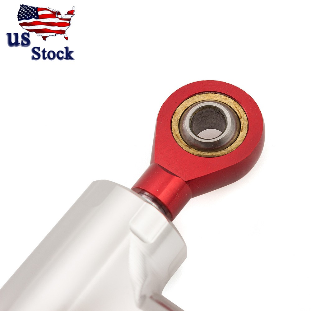 Silver&Red Steering Damper Motorcycle Linear Stabilizer Reversed Safety Control