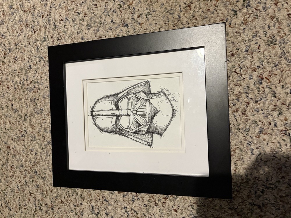 Darth Vader Pen & Ink Print With Frame