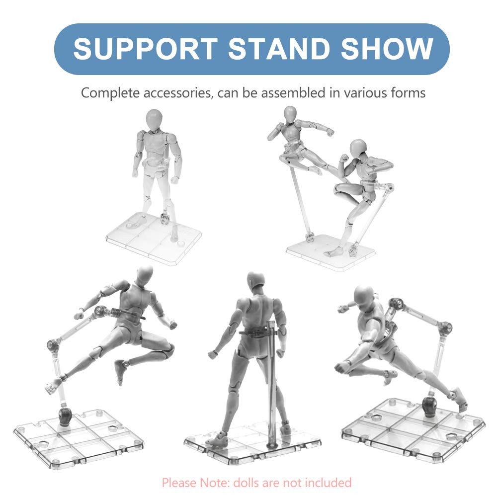 XISTEST Action Figure Stand, 8 PCS Assembly Display clear