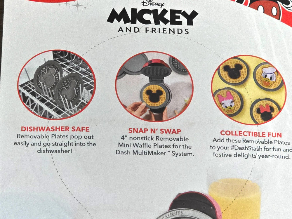 Disney Dash Mickey Mouse Removable Waffle Plates for Mini Maker Set New